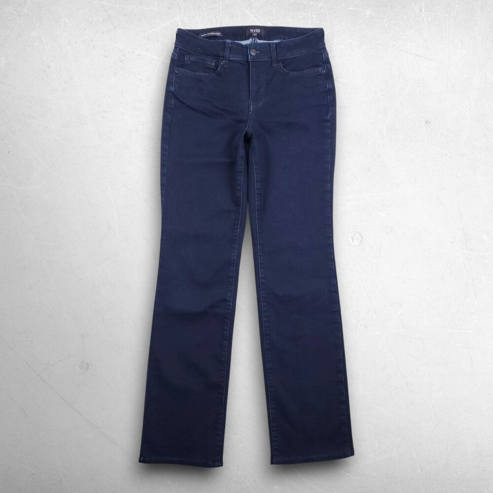 NYDJ Marilyn Straight Jeans Women 4 Dk Blue Stretch Lift Tuck Career Minimalist